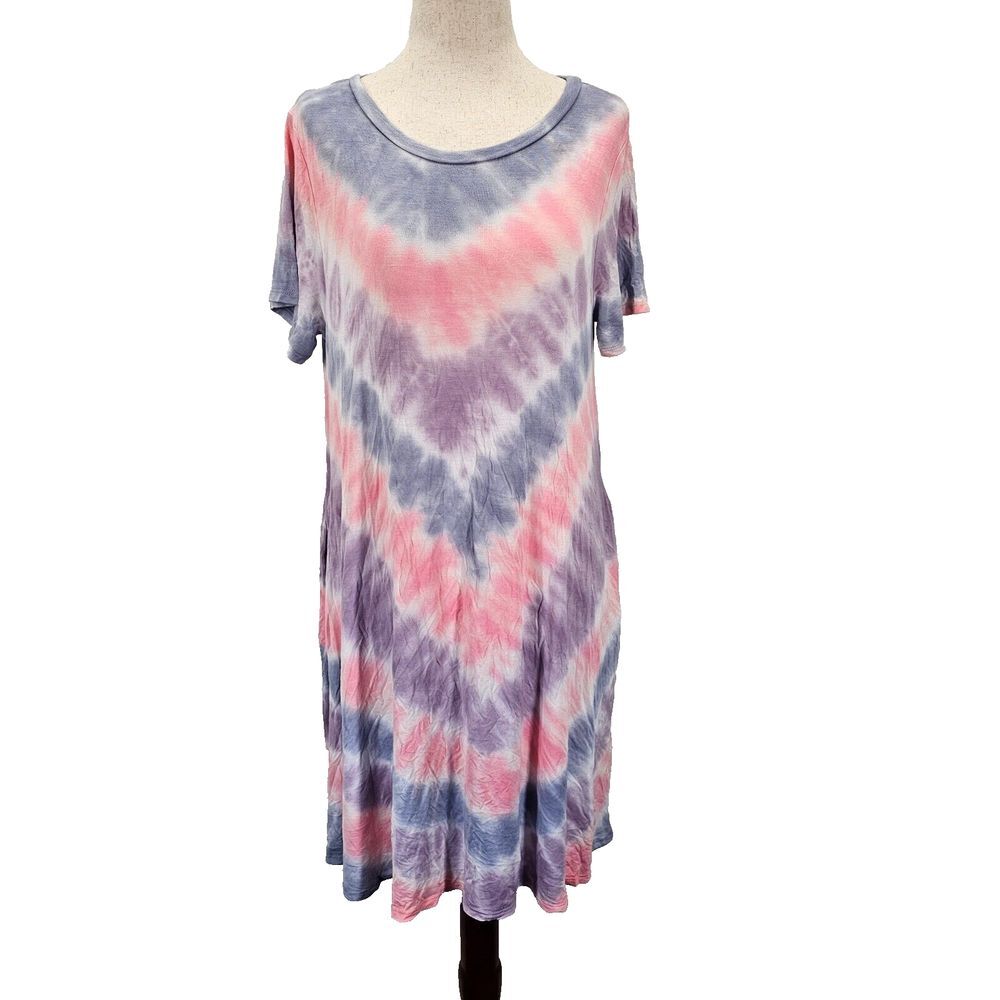 FSL Apparel Tie Dye Dress Short Sleeve Beach Coastal Size Small SD2138-11 NWOT